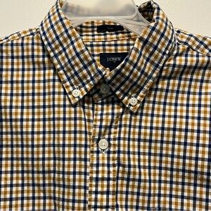 J. Crew Tan and Blue Men’s Large Button Down Long Sleeve Oxford Shirt w Pocket